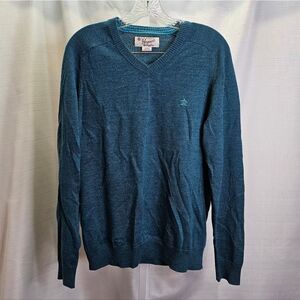 Original Penguin By Munsingwear Teal Merino Wool Sweater Size Medium